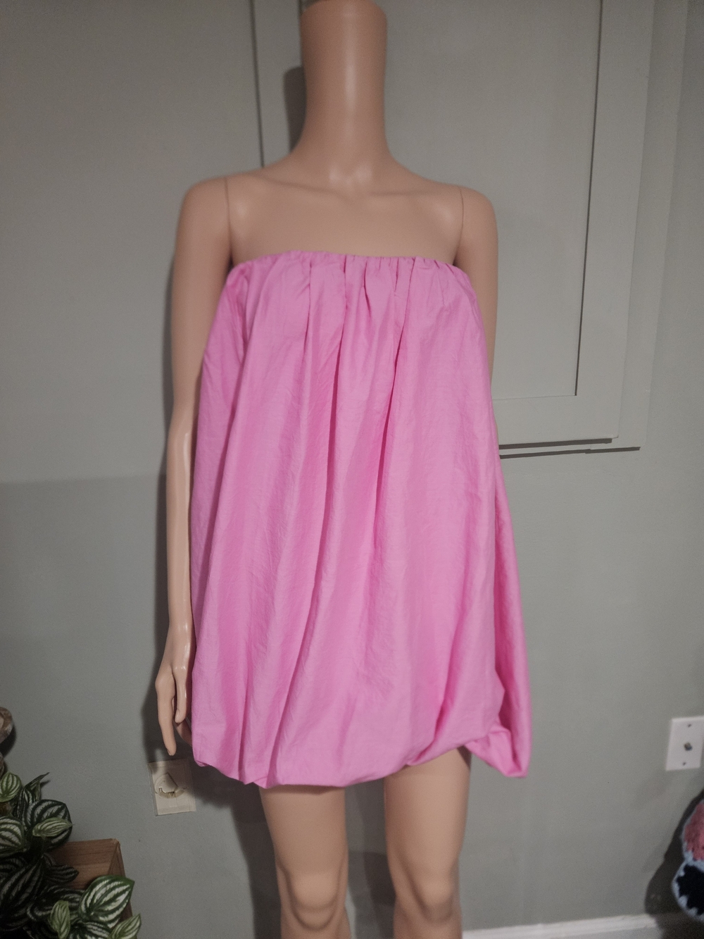 Zara NWT Pink Strapless Bubble Hem Mini Dress Size Small - Picture 6 of 16